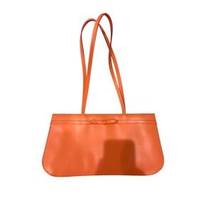 Talbots Orange Genuine Leather Bow Shoulder Bag Rectangle Purse Mens